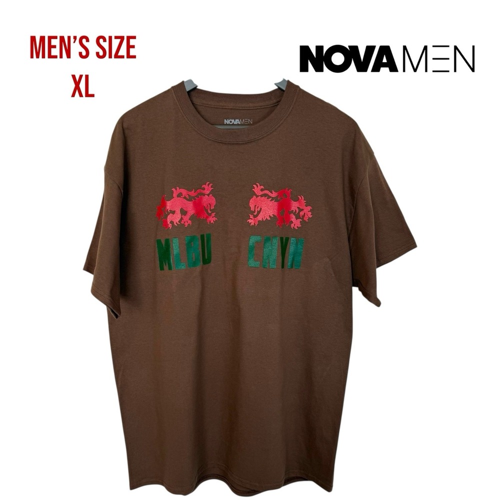 Nova Men Graphic T-Shirt XL Brown Cali Malibu Canyon Saratoga 1991 Vintage Style